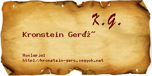 Kronstein Gerő névjegykártya